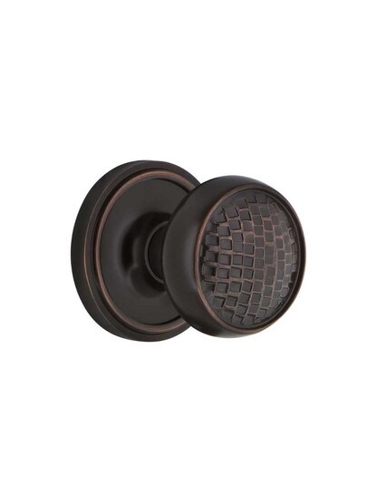 Classic Rosette Door Set with Pasadena Knobs in Timeless Bronze.
